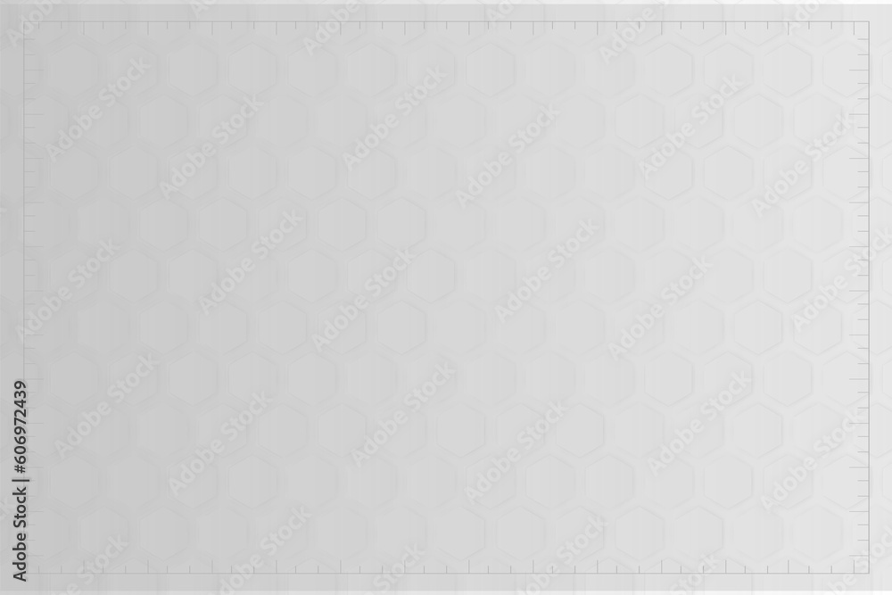 Aufkleber abstract geometric gray background with scale measure. hexagon template wit space and grid. white an