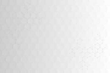 Abstract Grey Hex Network texture background. Hexagon pattern innovation with line and dot connection. Honeycomb shape.