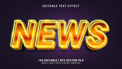 news neon editable text effect