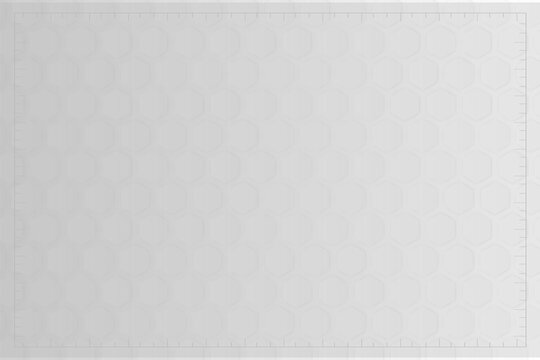 Abstract Geometric Gray Background With Scale Measure. Hexagon Template Wit Space And Grid. White And Grey Technology Element