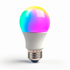 light bulb multy colors on white background created with Generative Ai technology