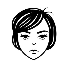 Woman portrait vector illustration isolated on transparent background