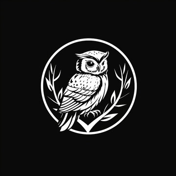 owl logo on a black background created with Generative Ai technology