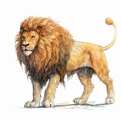 Obraz premium drawn lion in full growth on a white background created with Generative Ai technology