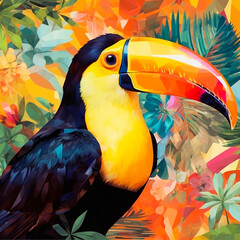 toucan in the jungle picture created with Generative Ai technology