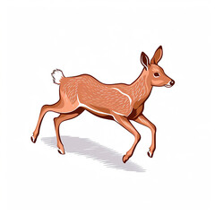 Fototapeta na wymiar deer running color drawing on a white background created with Generative Ai technology