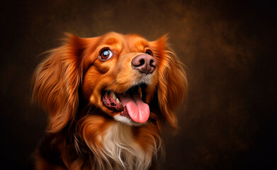 Fototapeta premium portrait of a happy dog with a smile created with Generative Ai technology