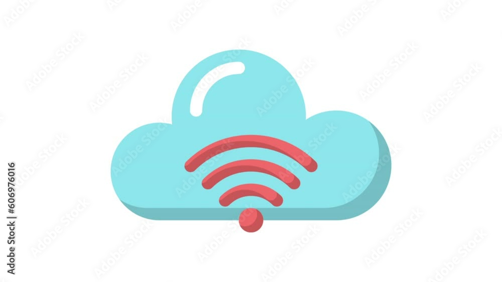 Poster wifi, cloud computing animated icon on white background.