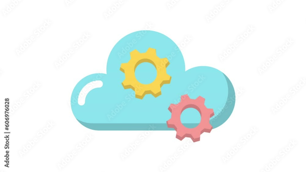 Poster setting, cloud computing animated icon on white background.