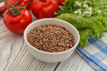 Dry Raw flax seed in the bowl