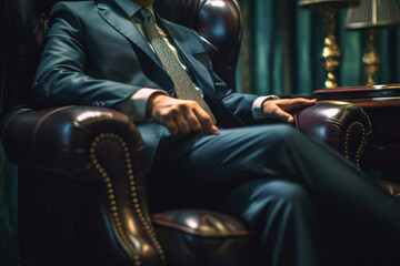 President sitting in a luxury leather chair, Generative AI