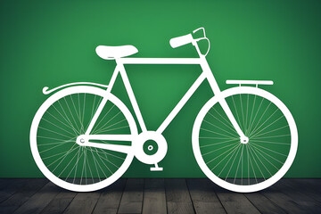 Celebrate World Bicycle Day with this captivating image of a bicycle resting gracefully on a wooden floor, beautifully contrasting against a vibrant green background