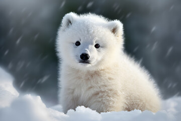 Fototapeta premium Polar bear cub studio shot, Generative AI