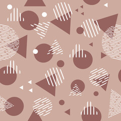 seamless pattern design background, cute vector texture for bedding, fabric, wallpaper, wrapping paper, textile, t-shirt print brown shape triangle circle