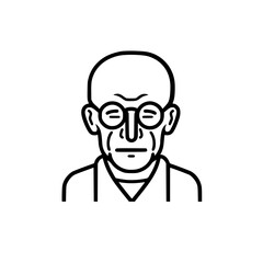 Old man portrait vector illustration isolated on transparent background