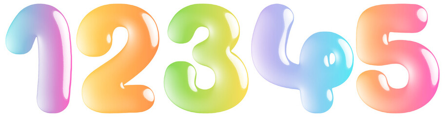 3d candy colorful glossy 1, 2, 3, 4, 5