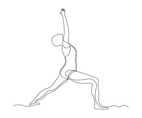 abstract Yoga Pose, gymnastics Continuous One Line Drawing