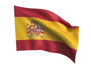 Spain Flag Waving in the Wind .Png transparency