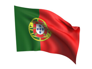 Naklejka premium Portugal flag blowing in the wind .Png transparency