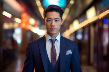 Fototapeta premium 若い男性のビジネスマン：AI生成画像