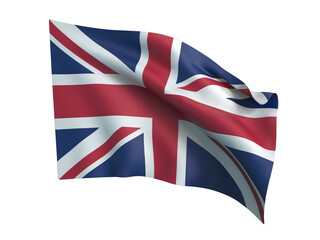 Flag of United Kingdom, Great Britain blowing in the wind .Png transparency