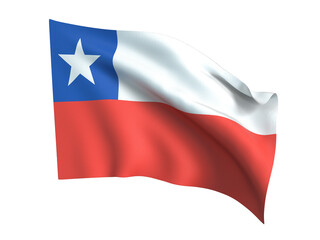 Chile flag waving in the wind. Png transparency