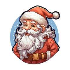 Santa Claus cartoon clipart on white or transparent background. Generative AI