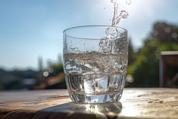 clear shiny glass with fresh drinking water, ai tools generated image