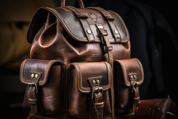 close up view of a stylish vintage leather bag, ai generated image
