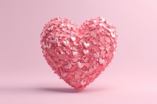 soft pink heart made of many small hearts, ai tools generated image
