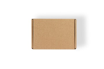 Top view of cardboard box isolated on a white background with clipping path.