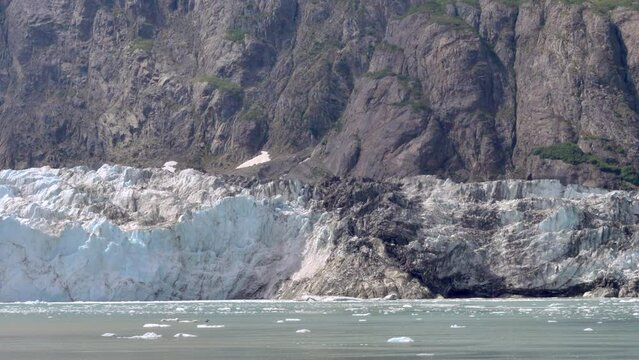 Closed up panning of Margerie Glacier in Alaska - zoomed in panning close up on glacier.
