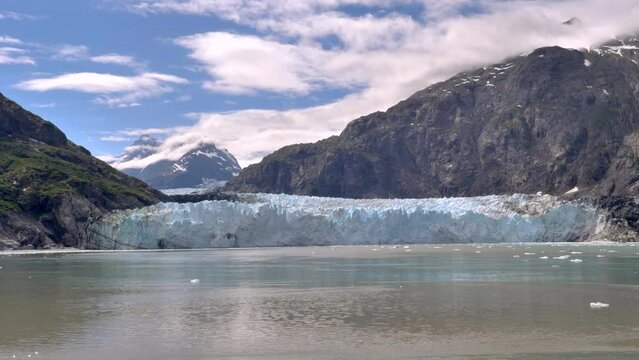 Static shoot of Glacier in Alaska. Cruise ship experience in lacier bat - Margerie Glacier - Glacier Bay.