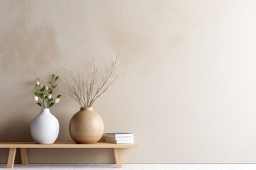 Fototapeta na wymiar A wall of modern minimalistic room with copy space on the wall Generative AI