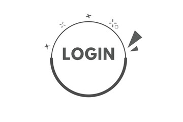 Log In Button. Speech Bubble, Banner Label Login