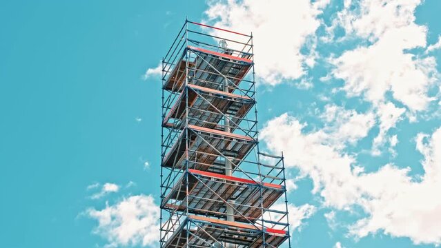 Tall Mast Construction Site Scaffolding