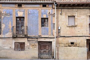 Facade of a historic house in the village of Redecilla del Camino, in the province of Burgos (Spain), where the Camino de Santiago runs.