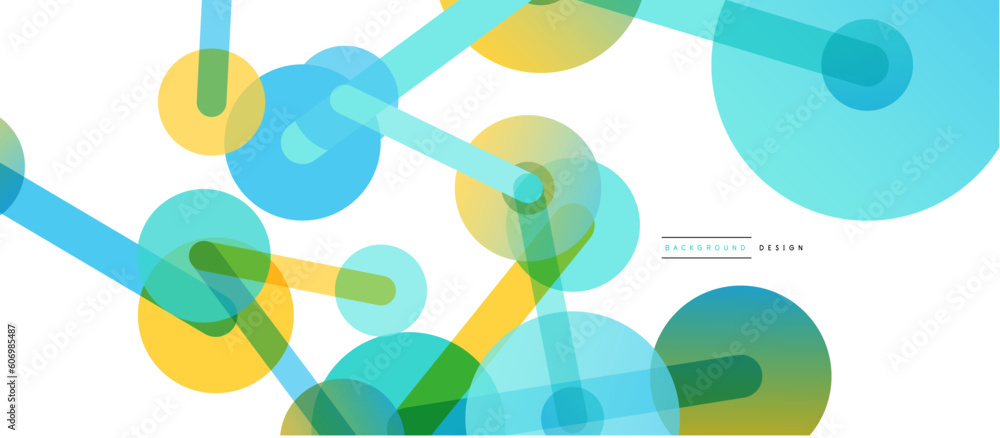 Poster Line points connections geometric abstract background. Circles connected by lines. Trendy techno business template for wallpaper, banner, background or landing