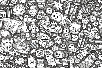 Abstract seamless doodle-styled funny pattern