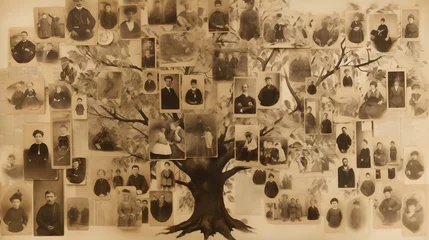 Fotobehang Family tree concept, dna, genes, ancestors. AI generated Generative AI © OlgaChan