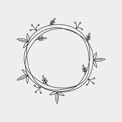 Hand drawn floral frames , branch and leaves. Vector illustration