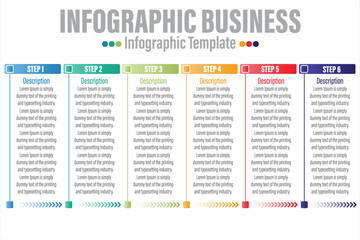 Six 6 Steps of business timeline infographic for data business visualization element background template stock illustration