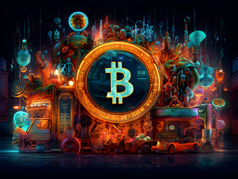 Bitcoin creative and surreal concept