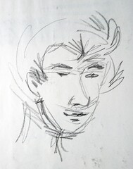 School of Art drawing sketch male face	