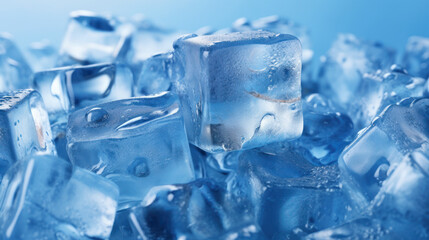 Arctic Melodies: Full Screen Ice Cubes Cascading in White-to-Blue Gradient. Generative AI