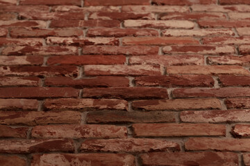 Detail shot of brick wall made from old bricks as a interior design