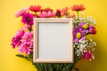Fototapeta na wymiar Photo frame with flowers. made with Generative AI