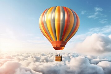 雲の上を飛ぶ熱気球：AI作品
