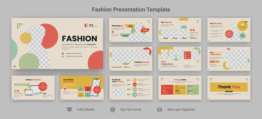Minimalist vintage powerpoint editable presentation template set of fashion slide design