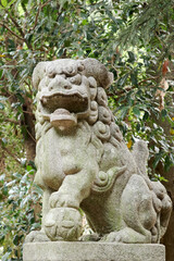 Fototapeta na wymiar 埼玉県熊谷市別府沼湯殿神社の狛犬
